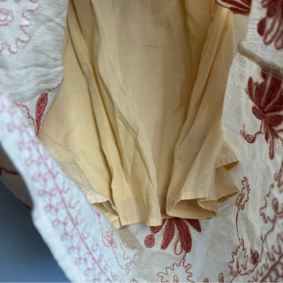 Free People Skyfall Embroidered Tunic Dress Sz M Cream Boho Bell Sleeve READ - Picture 11 of 16